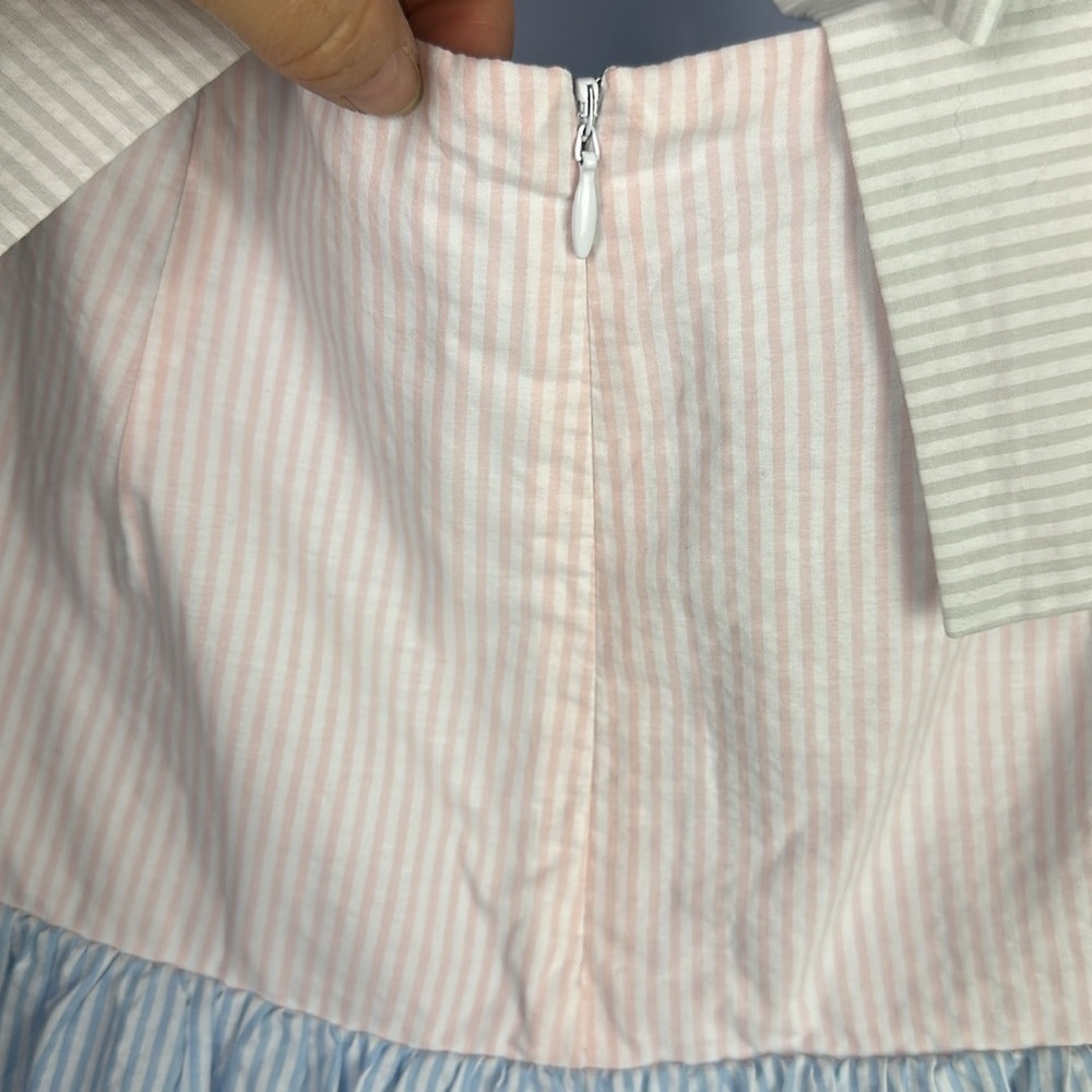 NEW Lovers + Friends Caesar Seersucker Mini Dress Bow Ties Small Cotton Summer - Picture 11 of 16